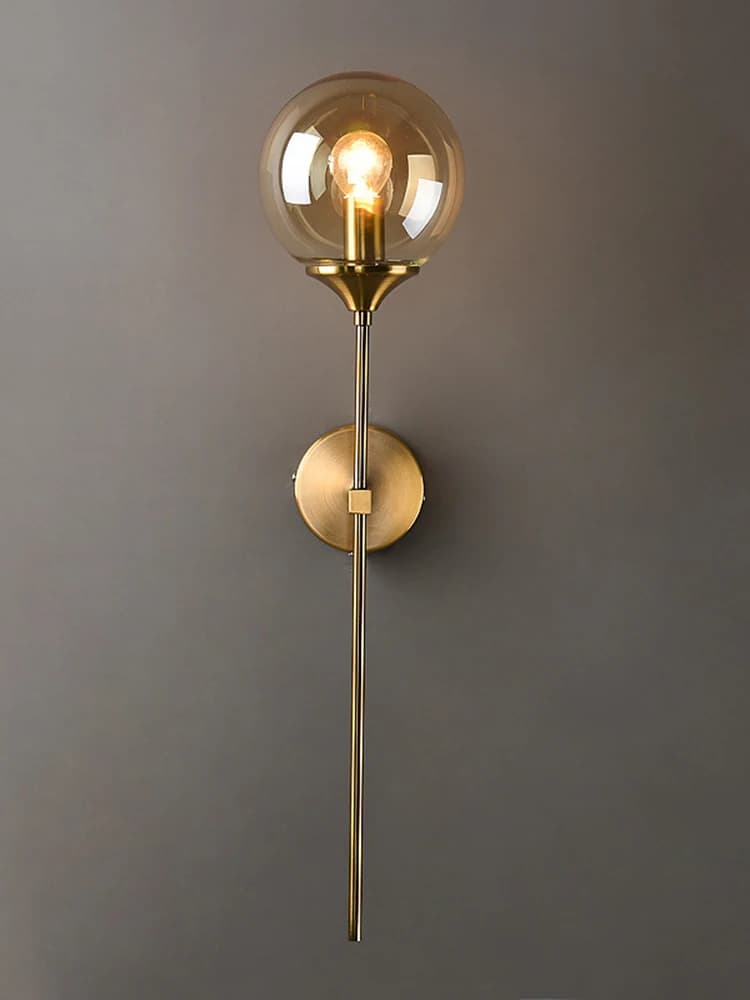 Applique murale boule de verre moderne, luminaire doré, lampe de chevet, luminaire décoratif d'intérieur, idéal pour un salon, un couloir ou un