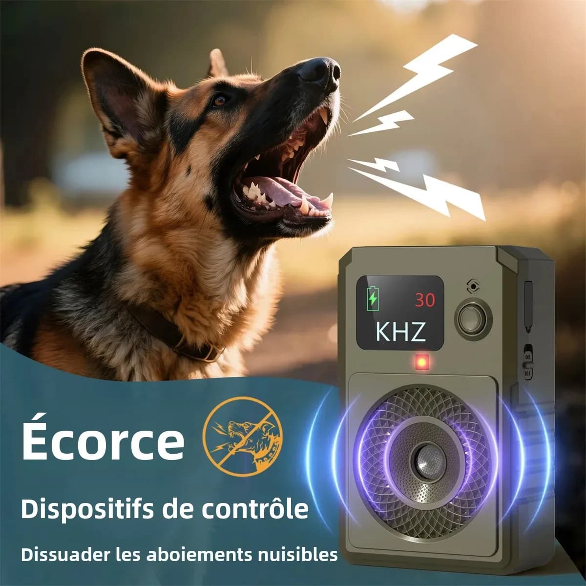 Dispositif Anti-aboiement pour chiens, dissuasion ultrasonique Rechargeable, bouchon anti-aboiement avec 3 Modes, portée de 50 pieds, support mural