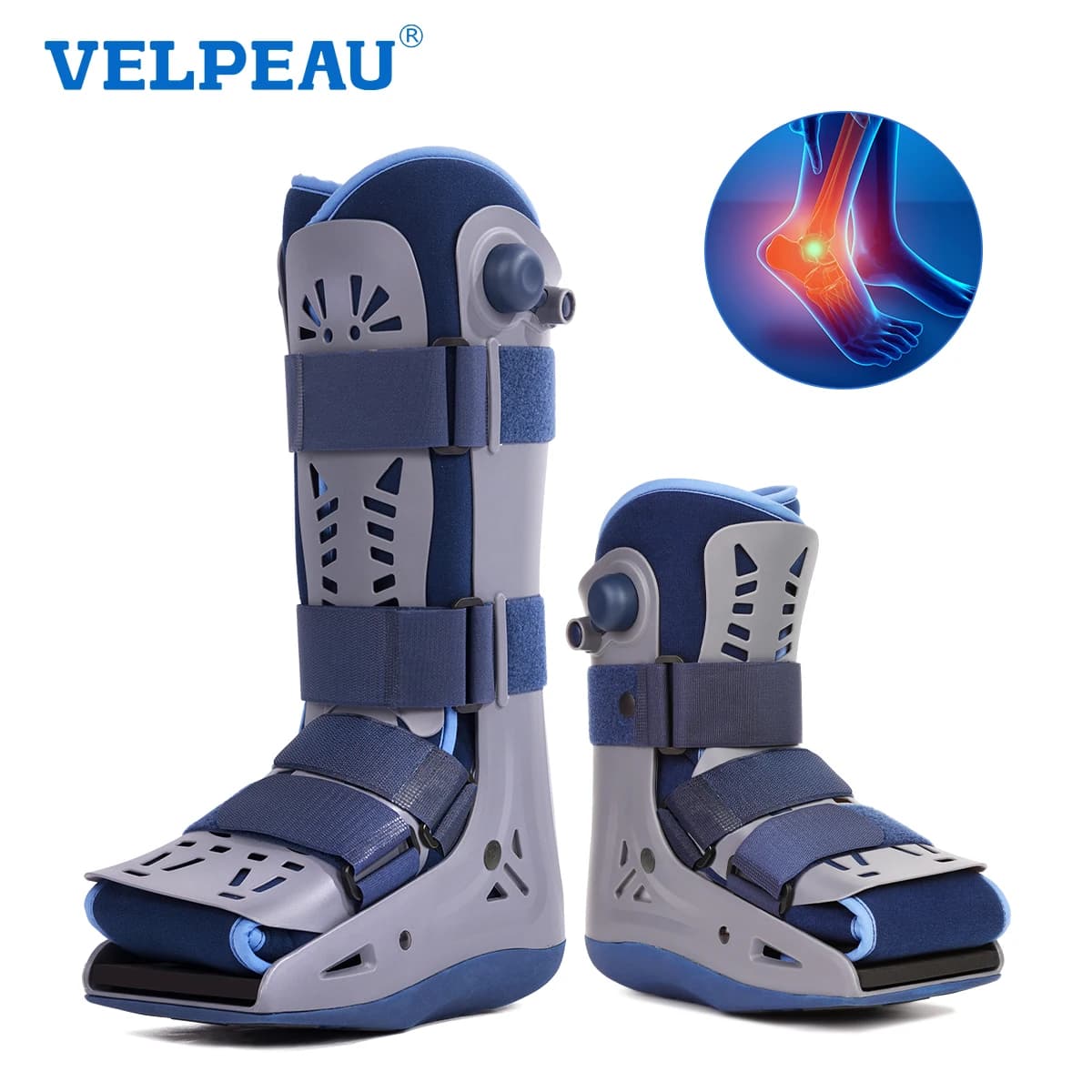Botte de marche gonflable médicale VELPEAU pour pied cassé, avec airbags indépendants et semelle antidérapante, botte orthopédique de marche (Cam