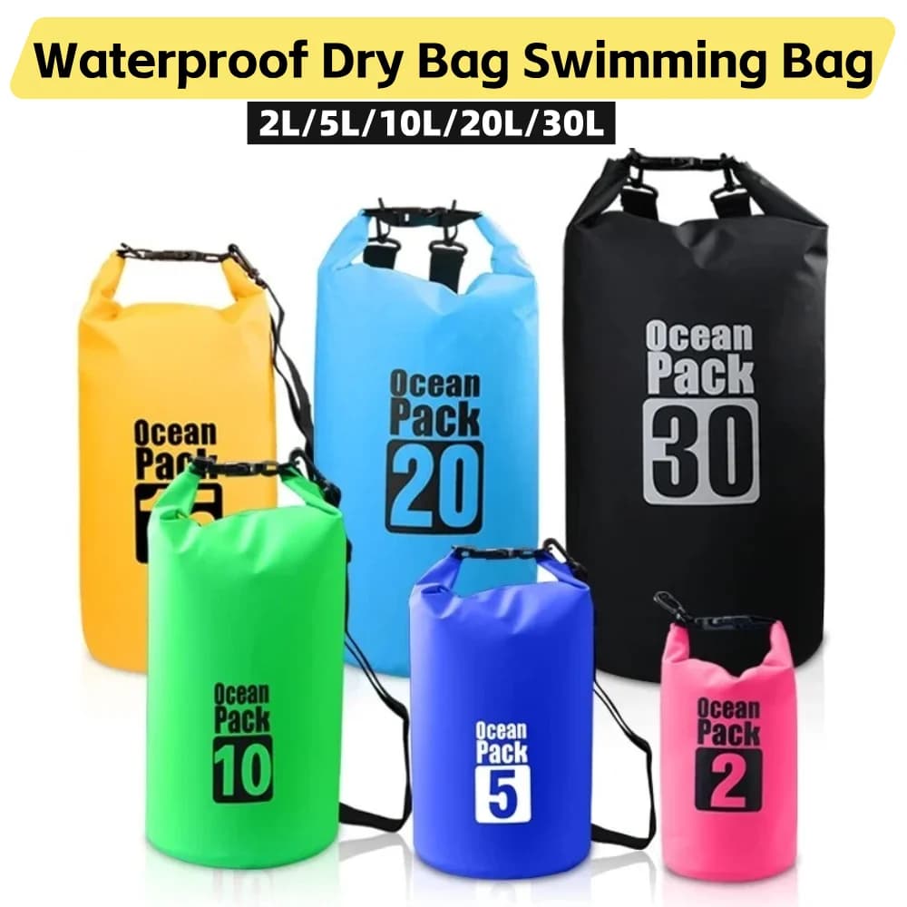 Sacs imperméables secs en PVC pour hommes et femmes, 2L/5L/10L/20L/30L, sacs seau de natation en plein air, sacs de rafting