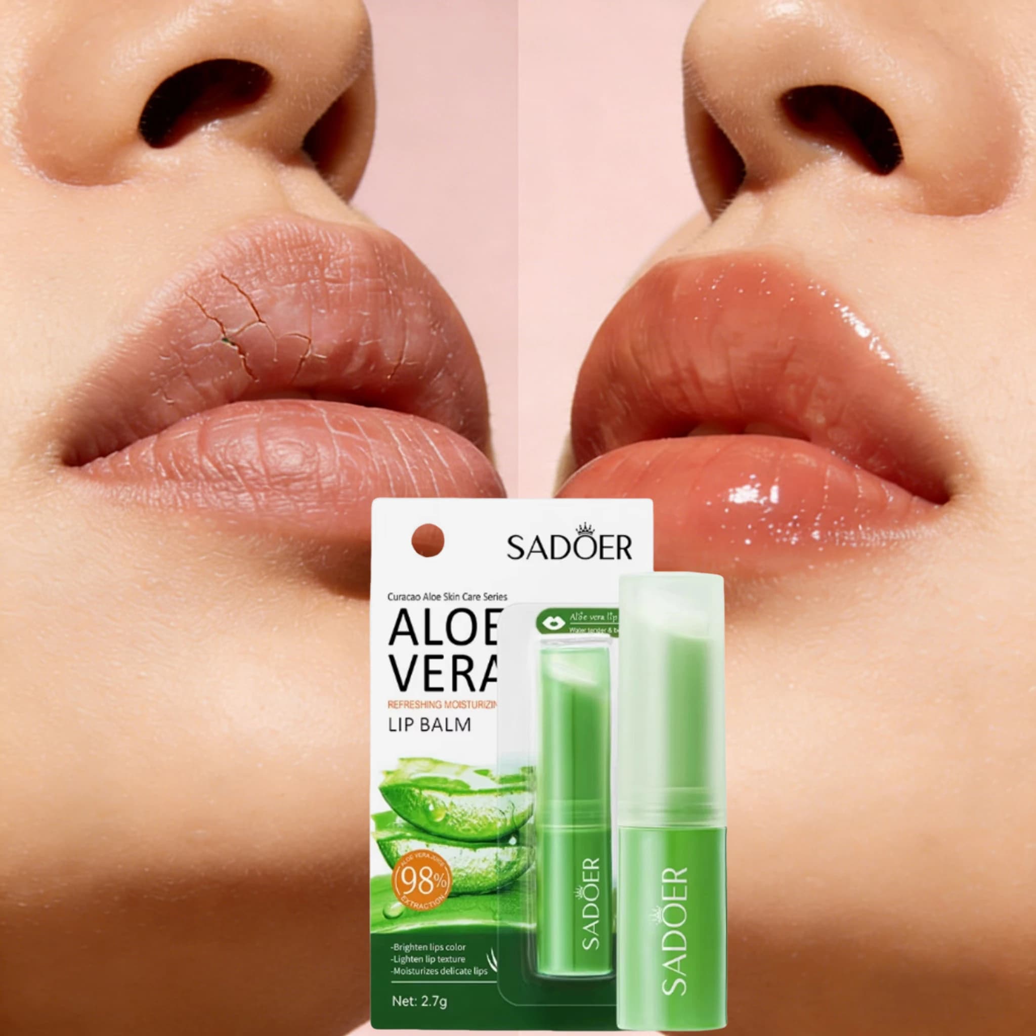 Baume à lèvres à l'aloe vera, masque à lèvres entièrement naturel, hydratant durable, pour les lèvres sèches, puissance hydratante, soin des