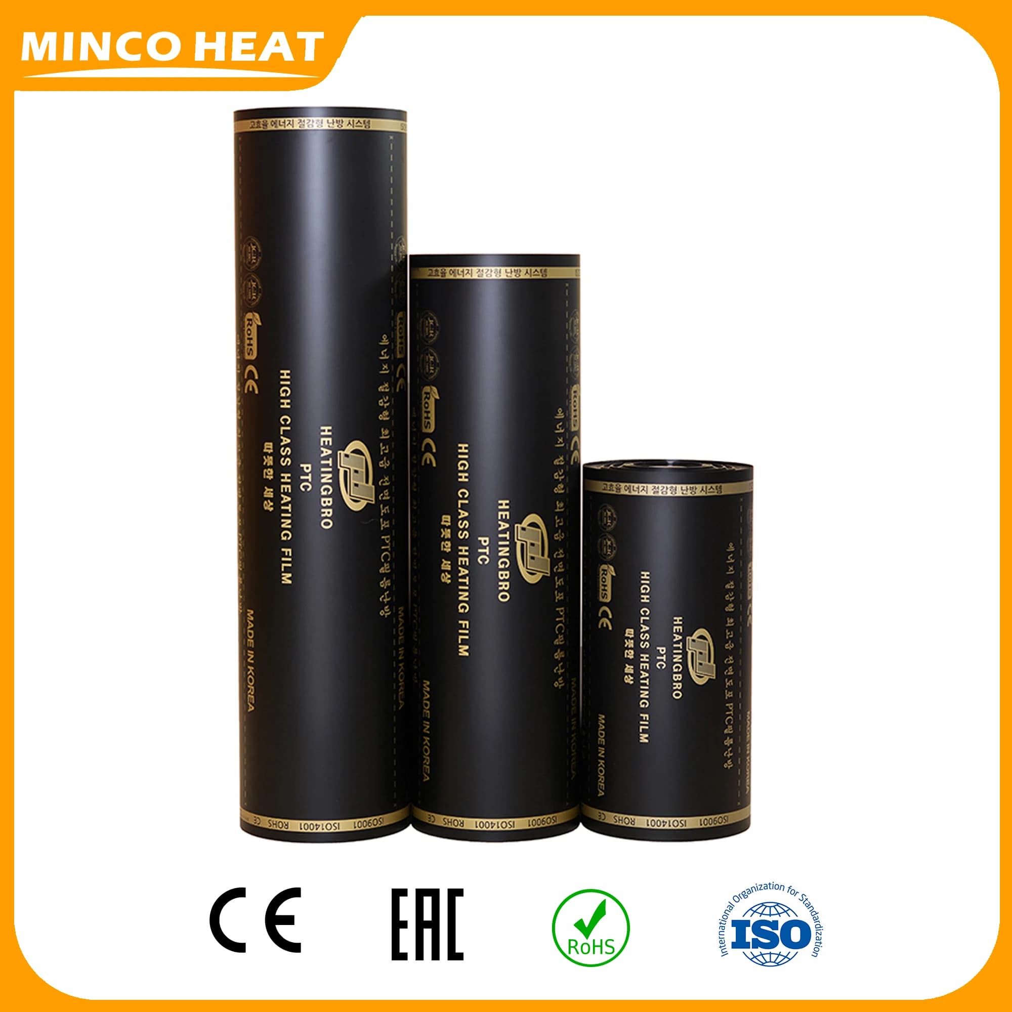 Minco Heat 50 cm de largeur AC220V 240 w/m2 graphène PTC Film chauffant au sol infrarouge pour tapis de sol chaud électrique fabriqué en corée