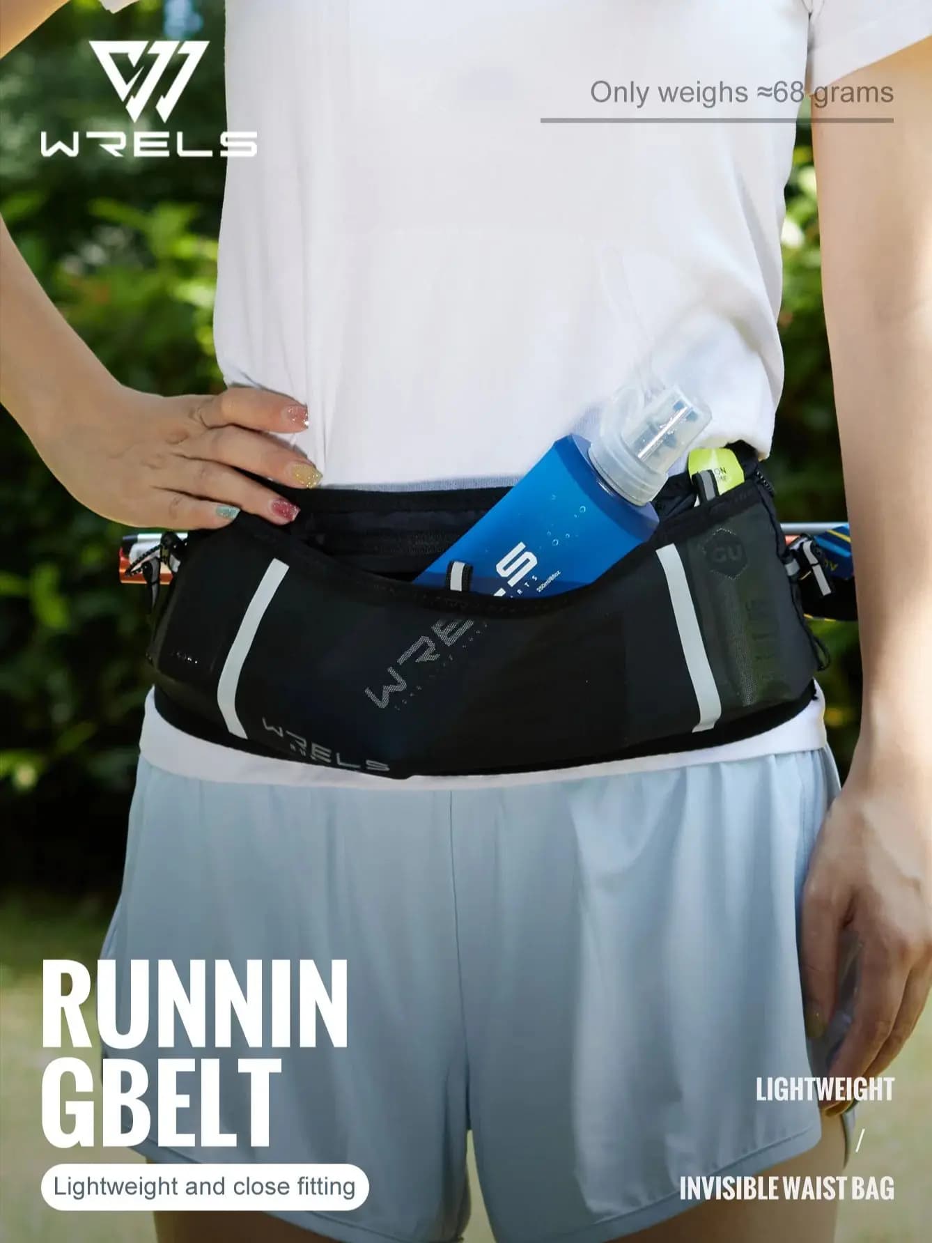 WRELS – sac de taille Invisible élastique, ceinture de course, sac banane multifonction, étanche, ajusté, pour Marathon