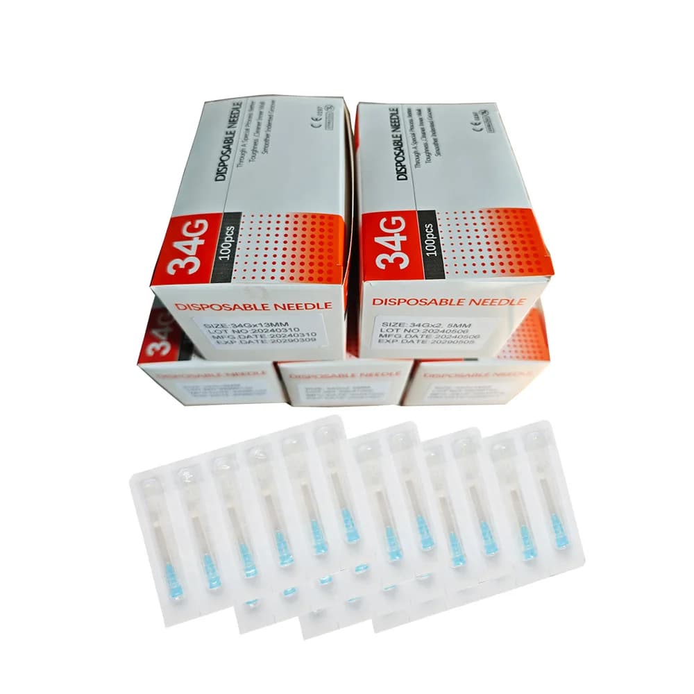 Petite aiguille de beauté super fine jetable indolore 34G 2.5mm 4mm 13mm aiguilles d'outils pour paupières de dents ultrafines