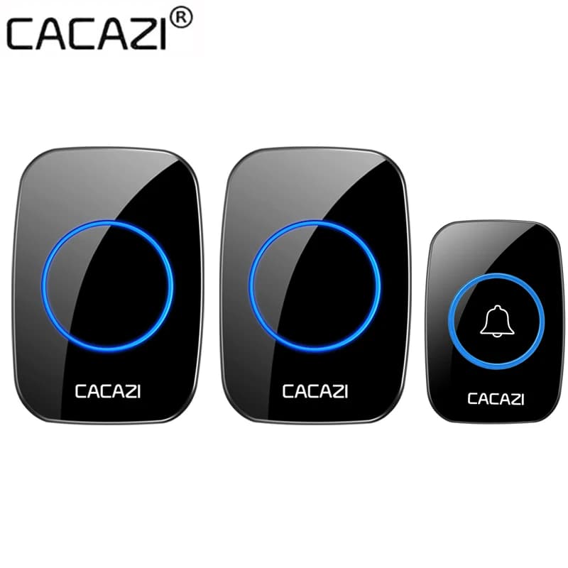 CACAZI – sonnette de porte intelligente, 36 musiques, 110db, 300M, étanche, télécommande, alimentée par batterie, 1 2 boutons, 1 2 récepteurs