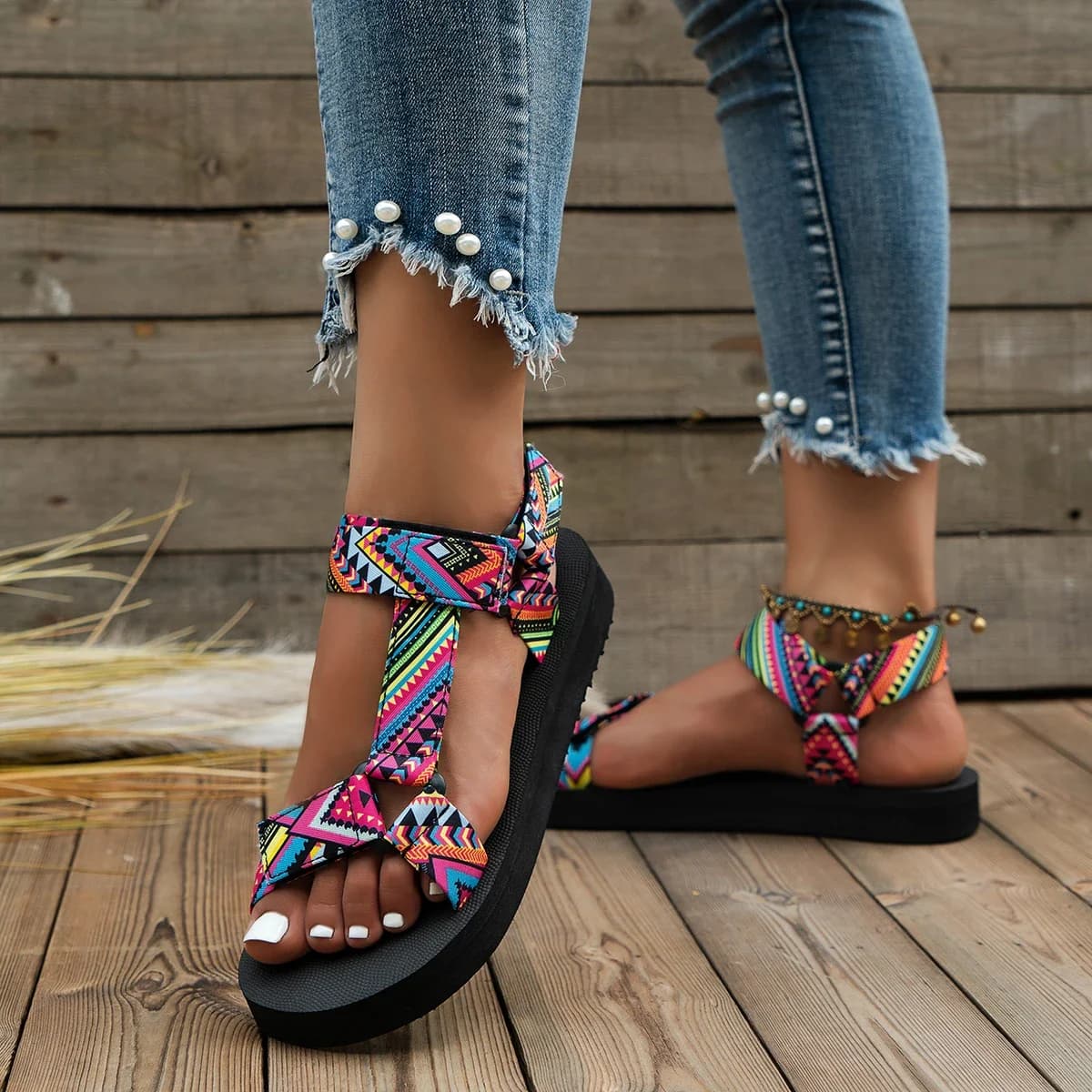 Chaussures plates d'été pour femmes, ensemble de cordes de chanvre, sandales de plage, pantoufles décontractées assorties avec tout, grande