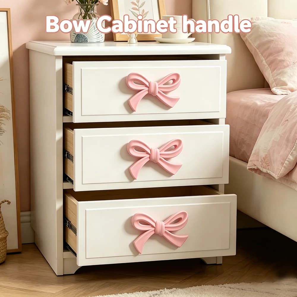 Poignée de tiroir en alliage de zinc rose avec nœud, décorative et mignonne, pour armoire, placard, meuble, poignée de meuble DIY pour chambre