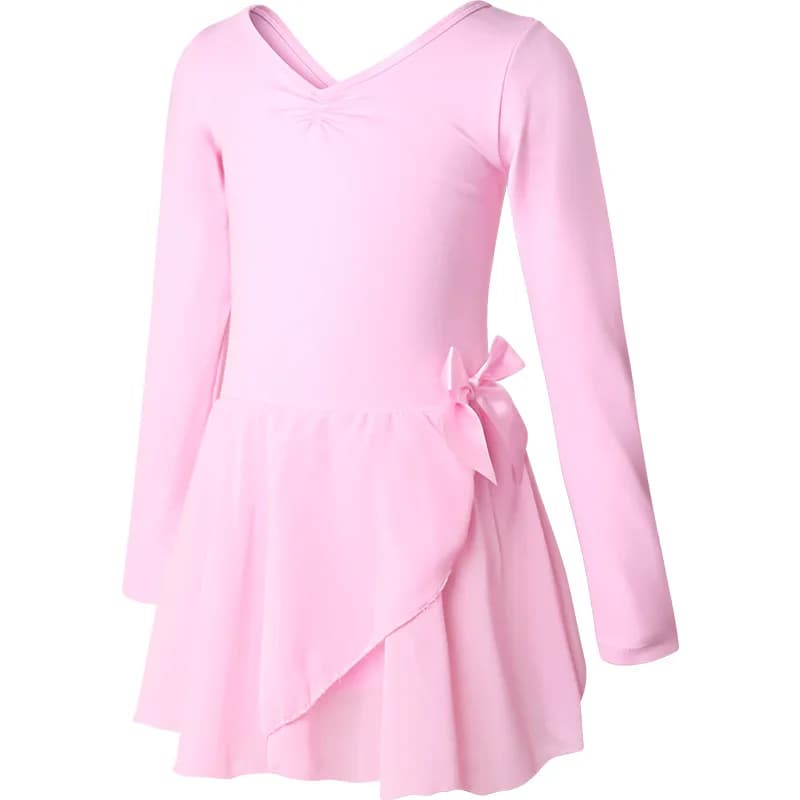 Justaucorps de danse pour filles, vêtements de danse en coton à manches longues, robe de danse avec ensemble en mousseline, vêtements de ballerine,