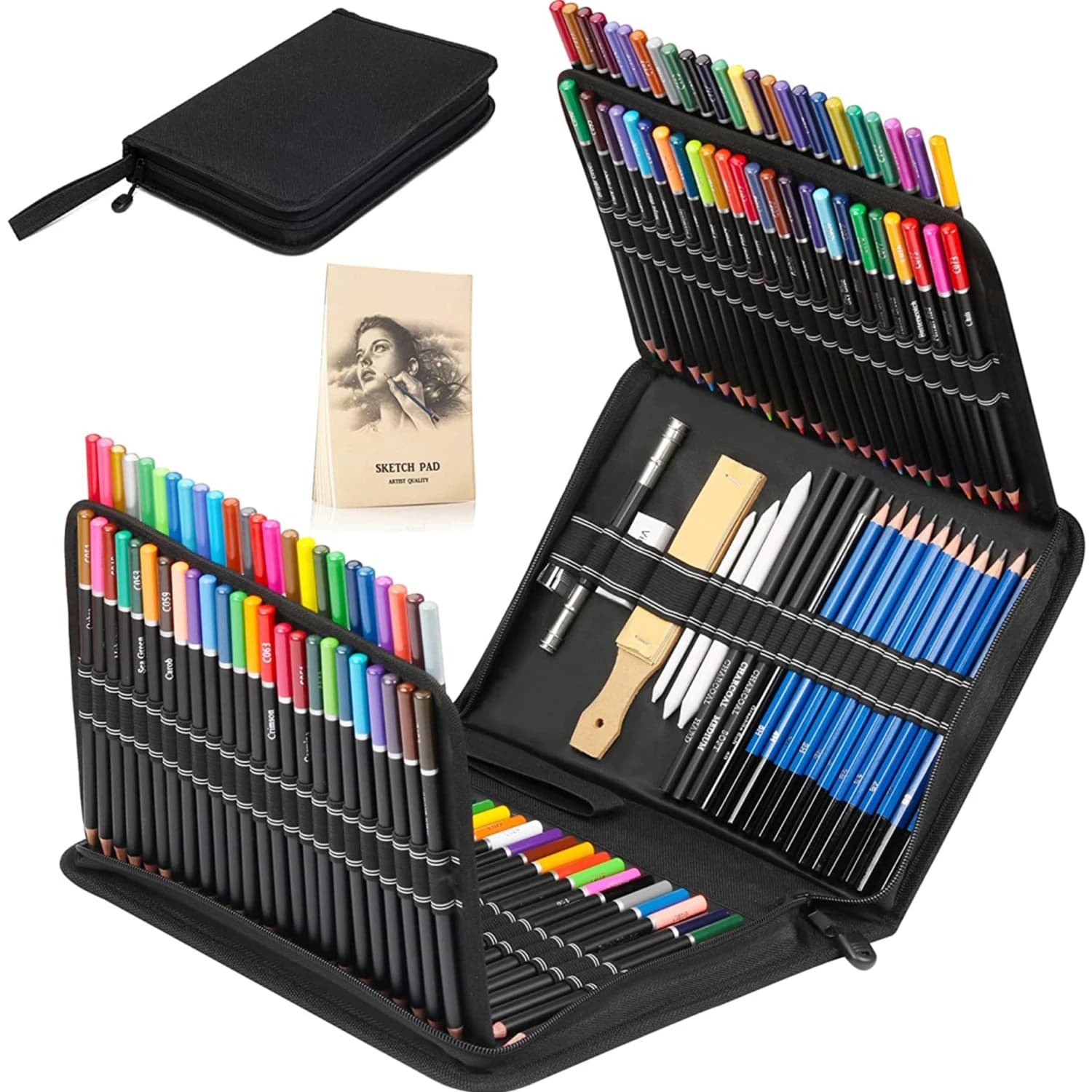 Ensemble de crayons à dessin et de coloriage pour croquis, kit d'outils d'art, fournitures d'art professionnelles, 28 pièces, 54 pièces, 72