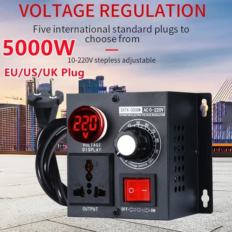 Régulateur de tension 5000W, vitesse, température, lumière, variateur réglable, AC 110V 220V, contrôleur de tension Variable Compact