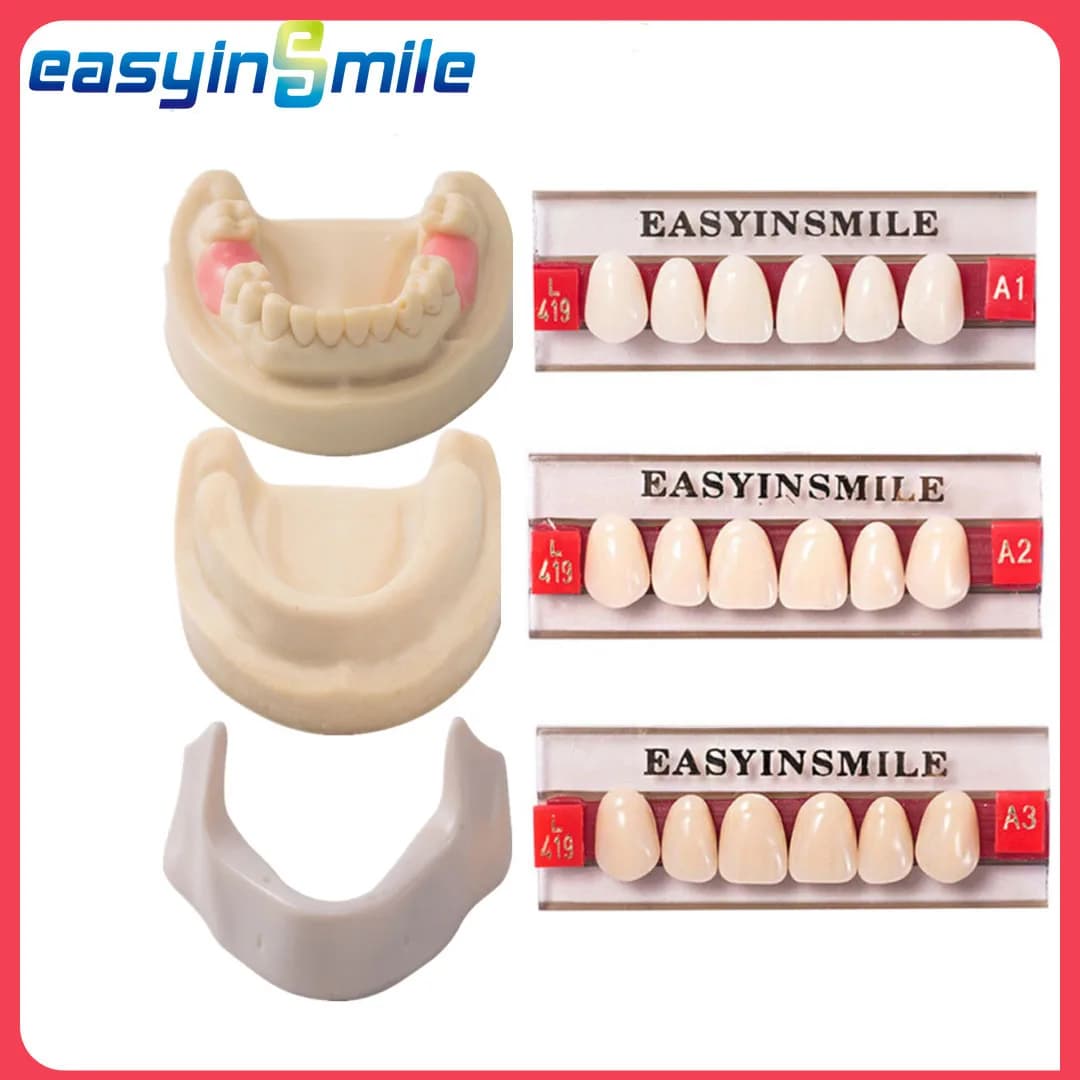 16/12 ensembles/boîte prothèse dentaire dents supérieures antérieures inférieures postérieures dents dentier synthétiques polymère dents