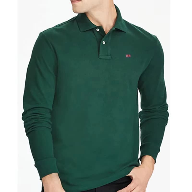 Hommes 100% Coton Automne Manches sulfBroderie Logo Polo Shirt Casual Marque Polos zones me Mode Vêtements Revers Haut S-5XL