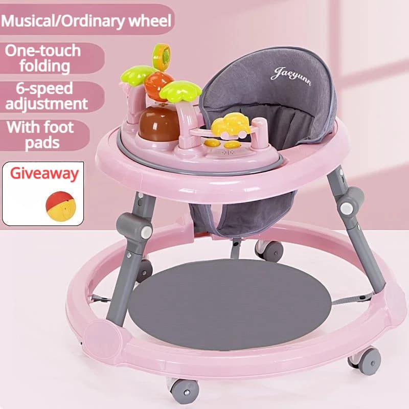 Trotteur d'activité pour bébé avec musique et lumière, repose-pieds amovible, support pour jouets, plateau d'alimentation, chaise Portable pliante