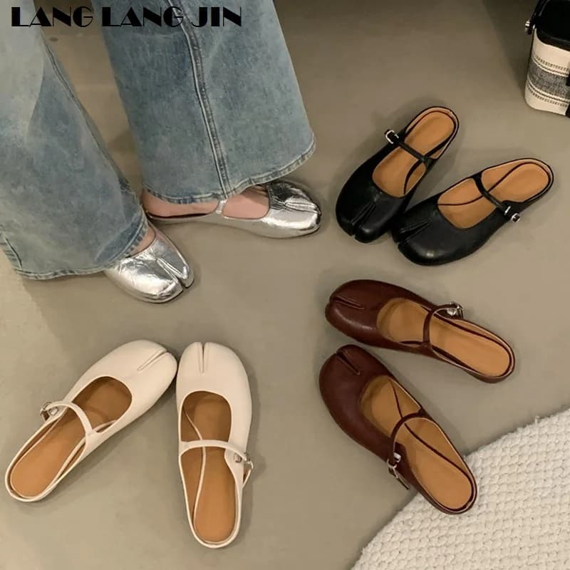 Femmes Tabi Ninja pantoufles marque Mules doux microfibre chaussures plates confortables mode bout fendu diapositives mocassins décontractés peu