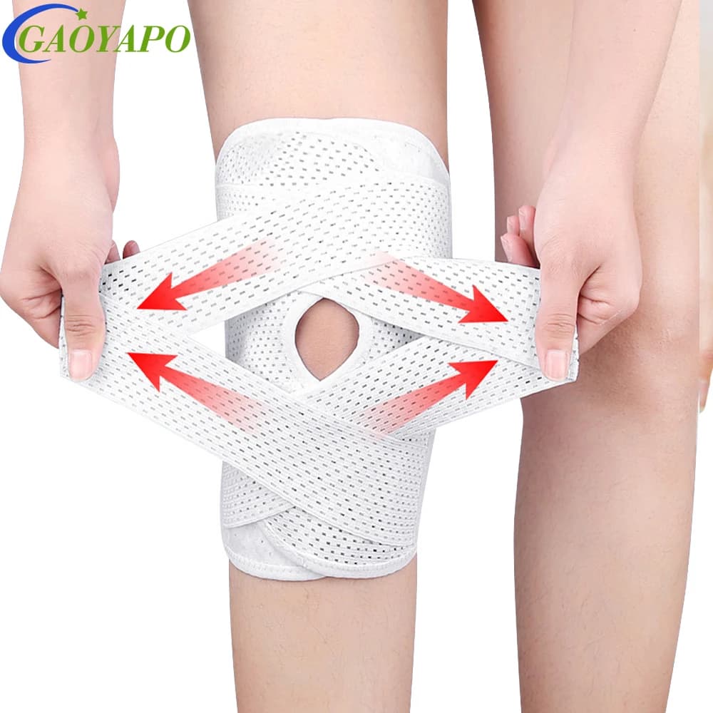 Genouillère avec stabilisateurs latéraux pour hommes et femmes, 1 pièce, soutien du genou réglable et respirant