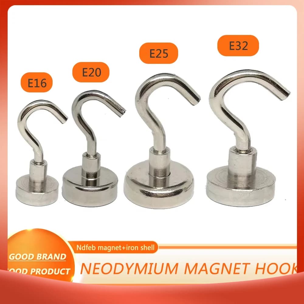 Aimant en néodyme avec crochets muraux robustes, rangement pour clé, rangement pour Bar de cuisine, maison, E16, E20, E25, E32