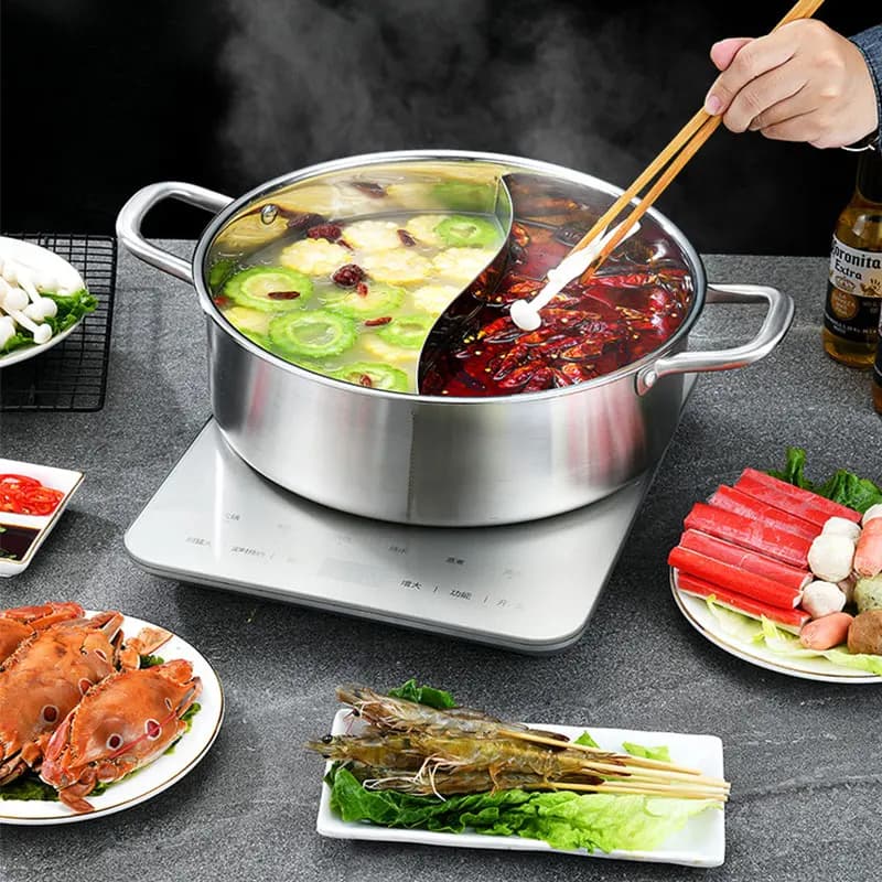 Marmite Alberoise en Acier Inoxydable 304, Cuisinière à Induction, Cuisinière à Gaz, Ustensile de Cuisine, Soupe, Double Synchronisation