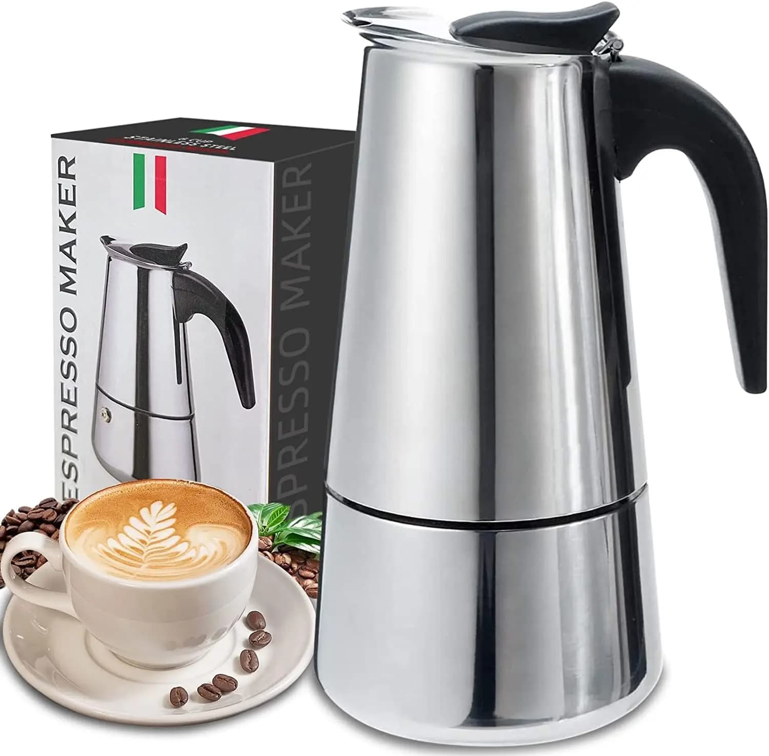 4/6/9 Tasses Moka Pot Caffe Machine Expresso Tasses Cafetières Latte Percolateur Cuisinière Moka Cafetière