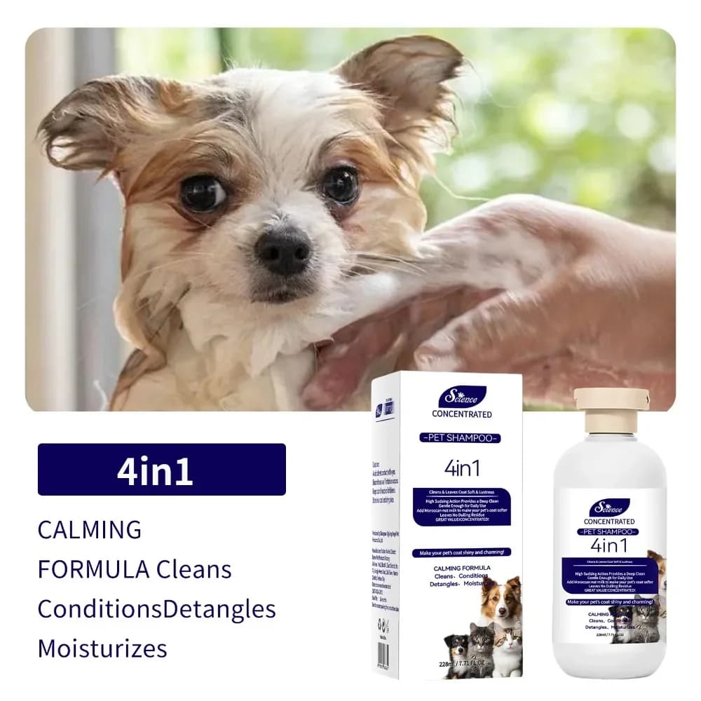 Shampoing apaisant pour animaux de compagnie, 228ML, pour peaux sensibles, formule hypoallergénique pour chats et chiens