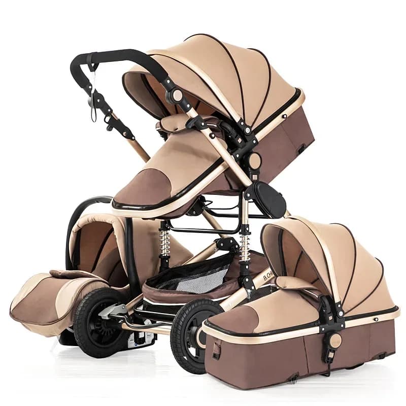 Poussette de Luxe 3 en 1 pour Bébé, Landau Portable, Multifonctionnel, Nouveau-Né, Cheshire, Double Face