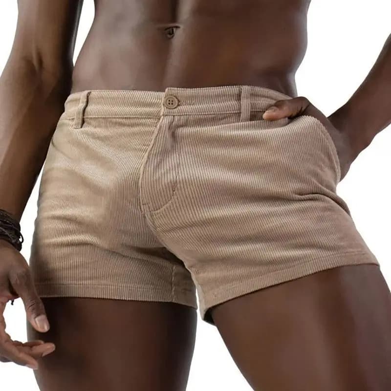 Short Vintage pour hommes, pantalon court en velours côtelé rétro, tendance, décontracté, couleur unie, sport, survêtement respirant, été,