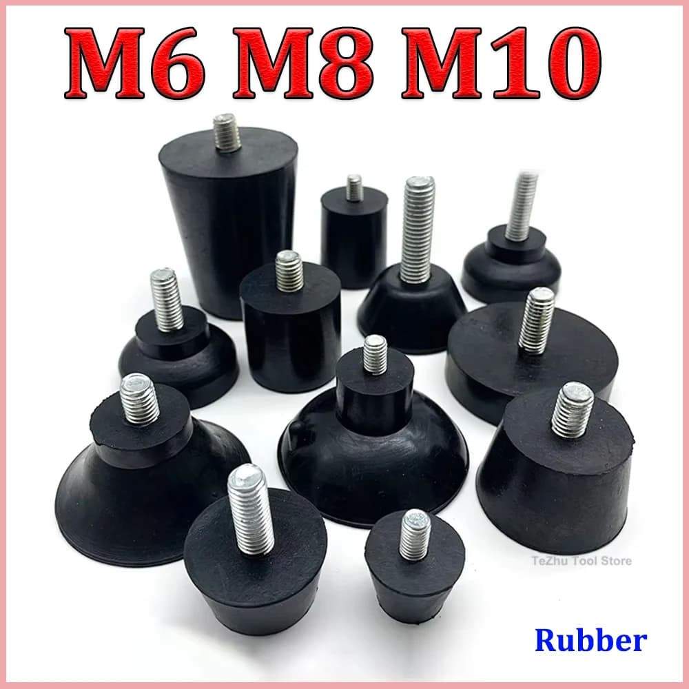 Coussinet de pieds réglable en caoutchouc avec vis M6 M8 M10, pour Table et chaise, nivellement noir, protection Anti-choc pour pieds de meubles
