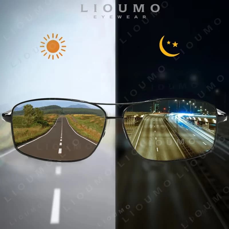 LIOUMO haut lunettes de soleil photochromiques hommes femmes lunettes caméléon polarisées lunettes de conduite Anti-éblouissement lunettes de