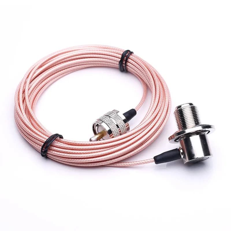 Câble UHF femelle à angle droit vers long UHF PL259 mâle RG316 pour antenne radio mobile de voiture, 1m, 3m, 5m, 10m