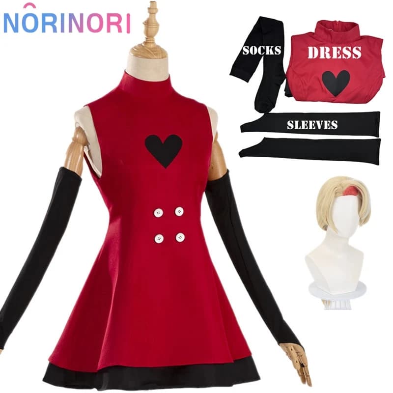 Anime Hazzbin pour les Fans de jeux hôtel Charlie Cosplay déguisement d'halloween adulte enfants robe rouge perruque corne queue Sexy jupe sans