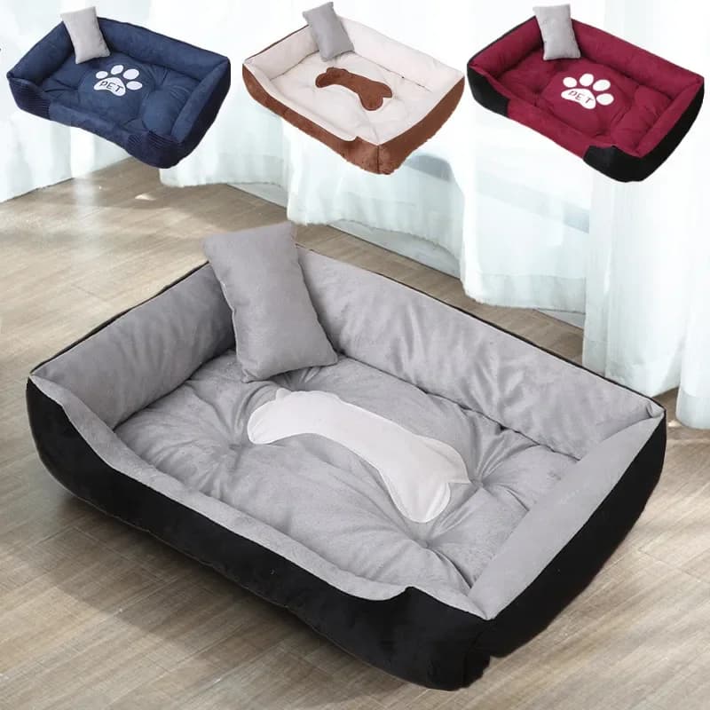 Lits pour chiens en polaire avec oreiller, lit chaud pour petits et grands chiens, taille plus, fond imperméable, lit doux pour animaux de compagnie,