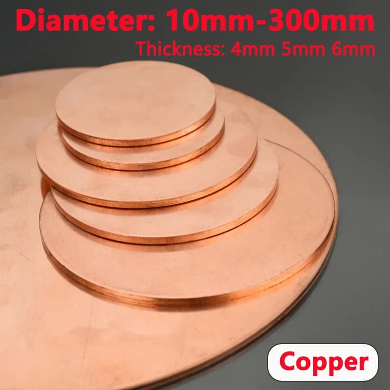 Plaque circulaire en cuivre pur massif, diamètre du disque T2, 10mm, 15mm, 20mm, 25mm, 30mm, 35mm, 40mm, 45mm, 50mm, 55mm-300mm, épaisseur du disque