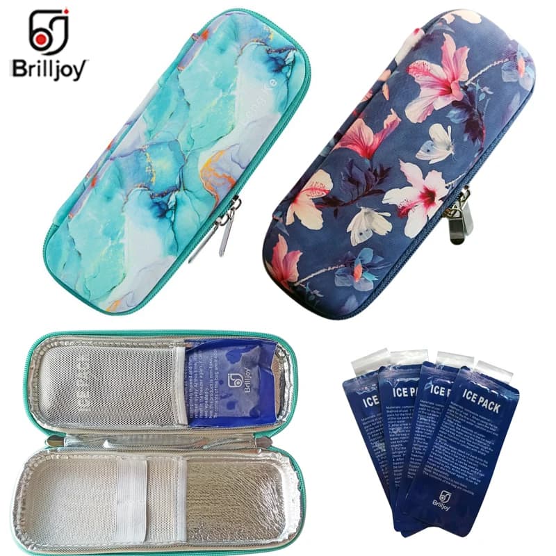 Brilljoy EVA – sac isotherme à insuline, Portable, isolé, pour voyage, médicaments pour diabétique, boîte isotherme, en aluminium, petites