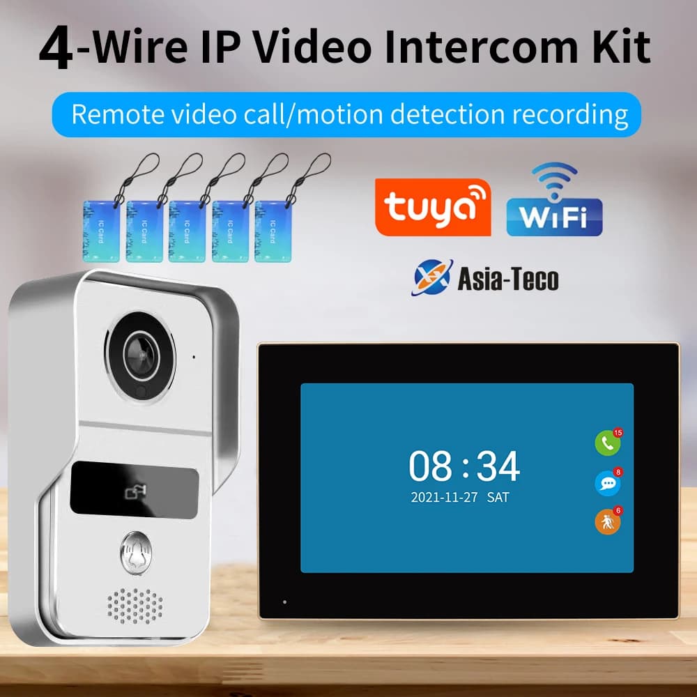 Tuya – sonnette vidéo Wifi 1080P, 7/10 pouces, écran tactile 7 couleurs, application intelligente, Kits d'interphone pour maison, système de