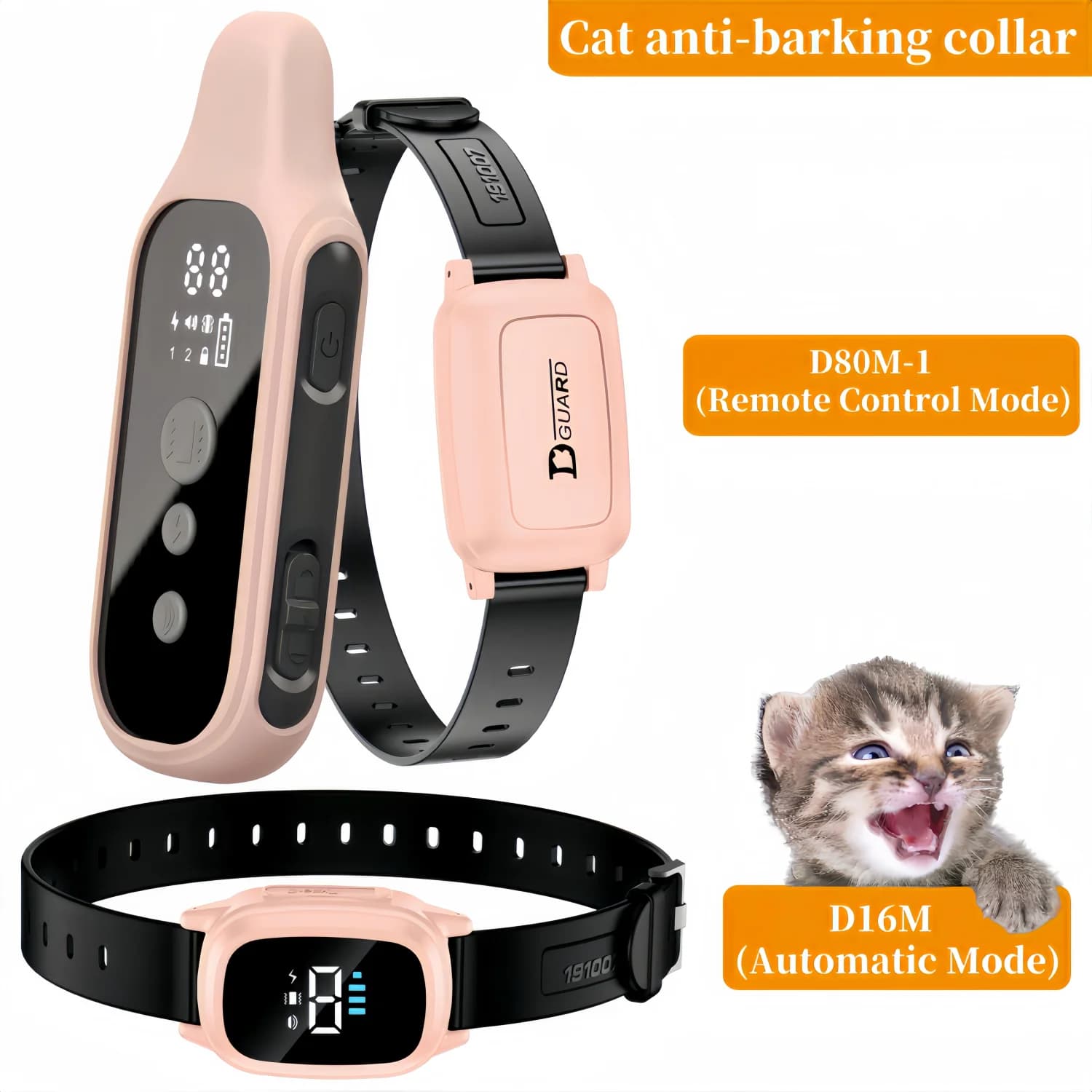 YHLC Collier anti-miau pour chat 800 m, collier vibrant automatique sans choc pour chats, collier conçu pour entraîneur de chat pour arrêter de