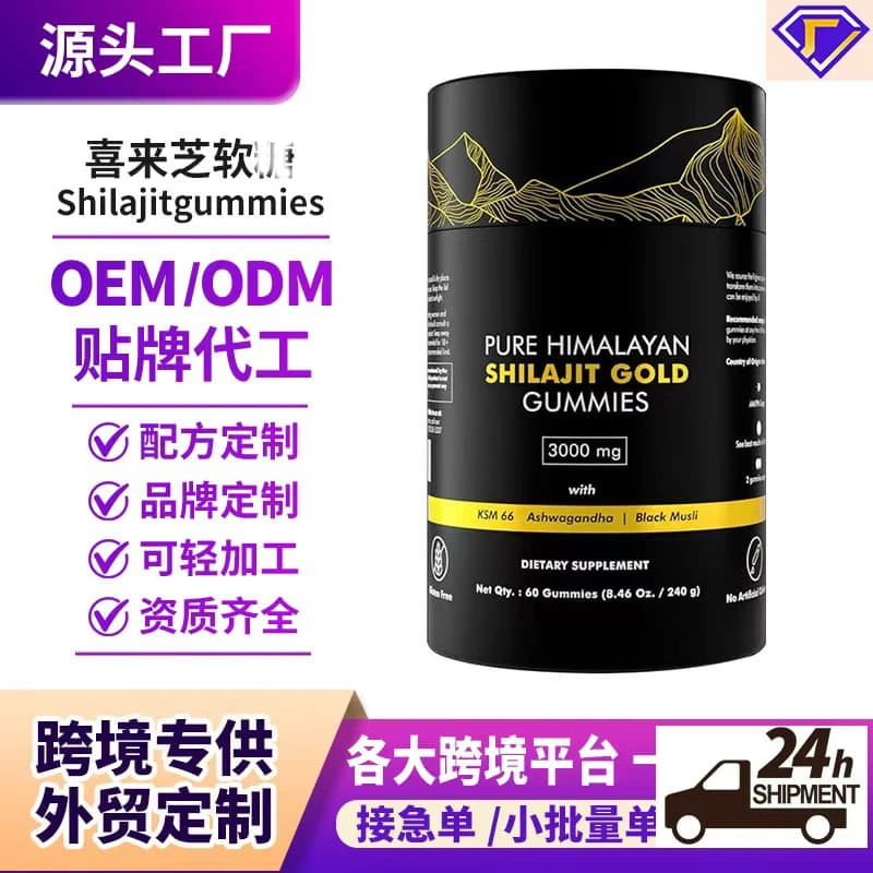 Gummies de Shilajit de l'Himalaya Pur en Boîte, Personnalisables OEM/ODM, pour Augmenter les Oligo-éléments et l'Énergie