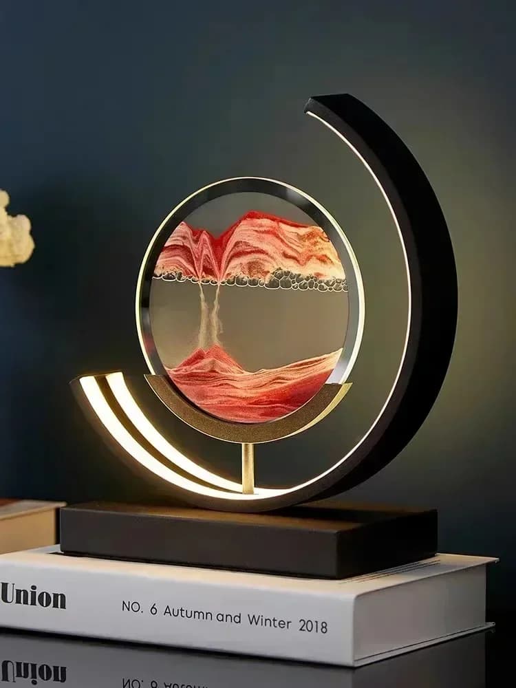 Lampe de table d'art de sable mobile de LED, veilleuse de sable mouvant, sablier 3D, lampes de chevet, peinture de sable coulant, cadeaux de décor à