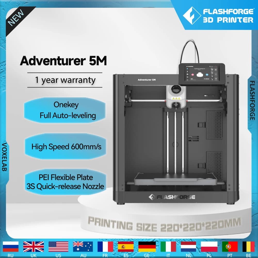 FLASHFORGE Adventurer 5M imprimante 3d haute vitesse nivellement entièrement automatique extrudeuse directe plaque PEI Flexible récupération de