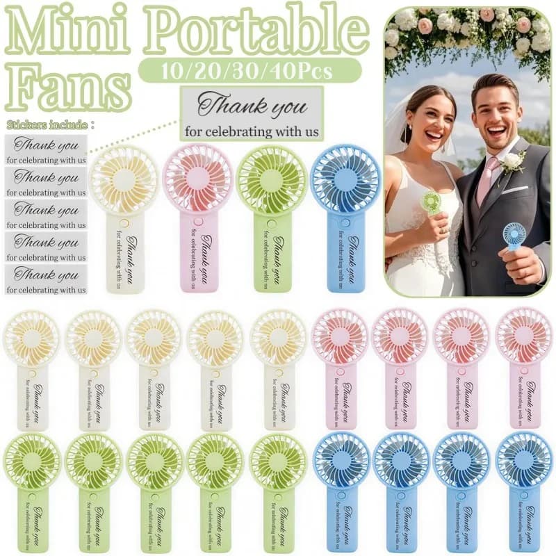 10-40 Pièces Mini Ventilateurs Portables DIY pour Mariage, Cadeaux de Fête en Gros, Ventilateurs à Main pour Invités, Ventilateurs à Piles pour
