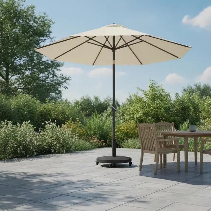 Base de parasol extérieur noire avec contrepoids robustes, support à grande stabilité pour l'installation dans les jardins, les terrasses et les