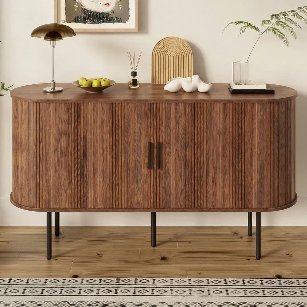 Buffet de rangement minimaliste nordique en MDF, avec porte à battant, armoire multifonctionnelle grande capacité