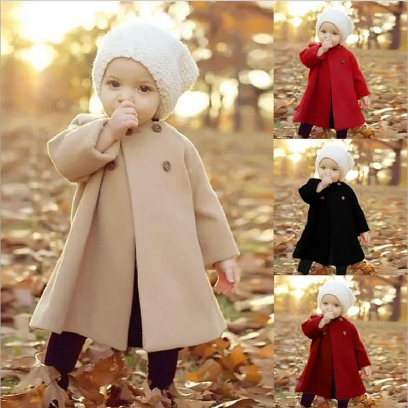 Manteau à manches longues pour bébés filles, nouvelle mode automne et hiver, couleur unie, vêtements de Style coréen pour enfants (0-3 ans)