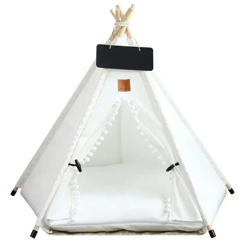 Tente tipi pour animaux de compagnie pour chats et chiens, Portable, amovible, lavable, maison pour chiots d'intérieur avec coussin et tableau noir,