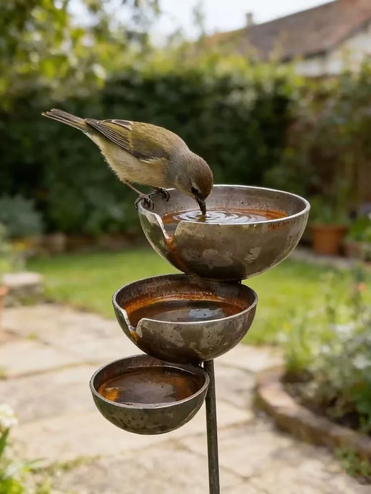 Station d'eau pour abeilles à 3 niveaux avec piquet métallique, bol d'alimentation pour oiseaux, bains d'oiseaux sur pied pour l'extérieur, jardin,