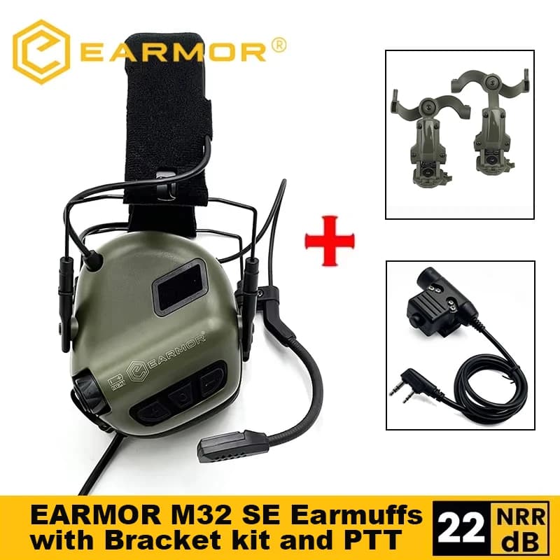 EARMOR M32 SE casque antibruit tactique de réduction du bruit avec adaptateur de Rail ARC de casque avec adaptateur Kenwood PTT nouveau