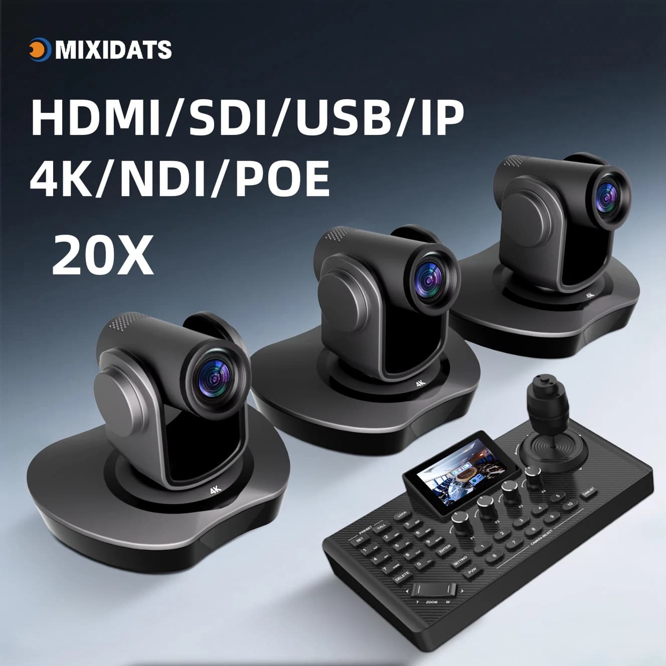Kit de caméra de vidéoconférence caméra PTZ 4K Zoom 20X NDI SDI HDMI IP USB diffusion en direct d'église contrôleur de caméra NDI PTZ 1-8