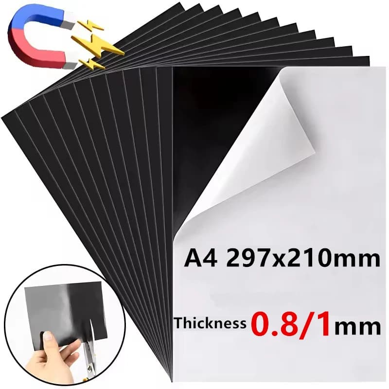 A4 auto-adhésif en caoutchouc Flexible aimant 0.8/1mm feuille de tapis magnétique pour réfrigérateur Photo Photo bricolage décor créatif facile