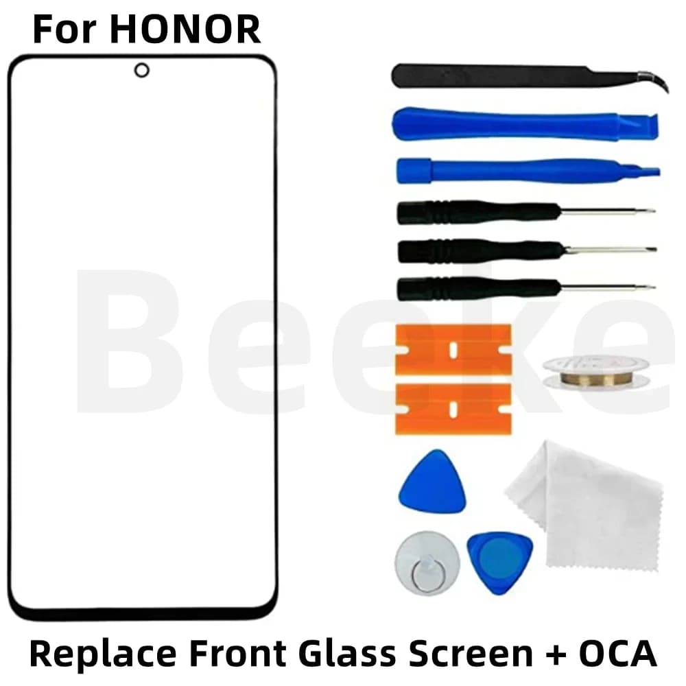 Écran avant en verre + film OCA pour Honor Magic 3 4 5 6 7 8 Pro Lite VS V2 V3 V5, lentille de panneau tactile d'affichage LCD extérieur + kits de