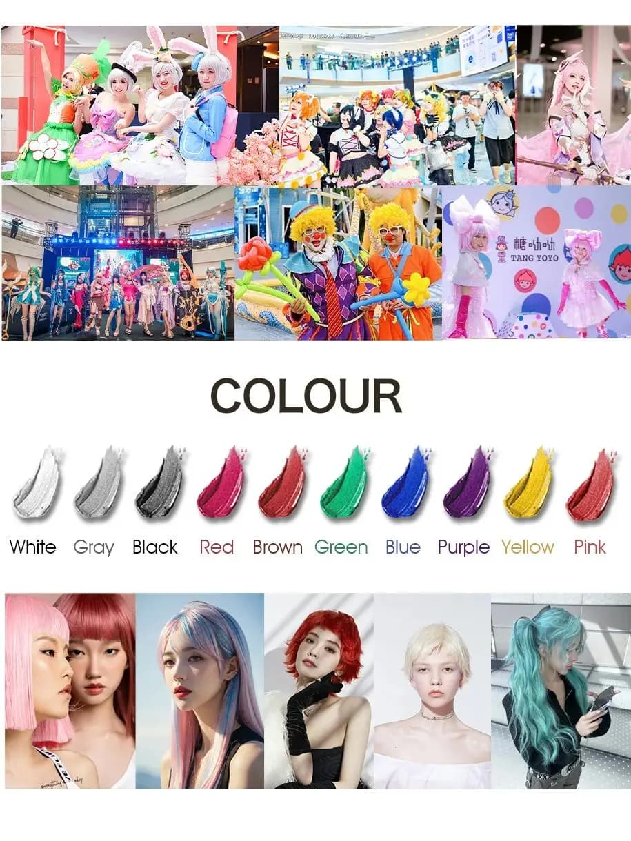 Cire colorante pour cheveux Halloween 13 couleurs 50g/120g, facile à laver, crème colorante DIY pour cheveux, pour usage quotidien, fêtes, cosplay.