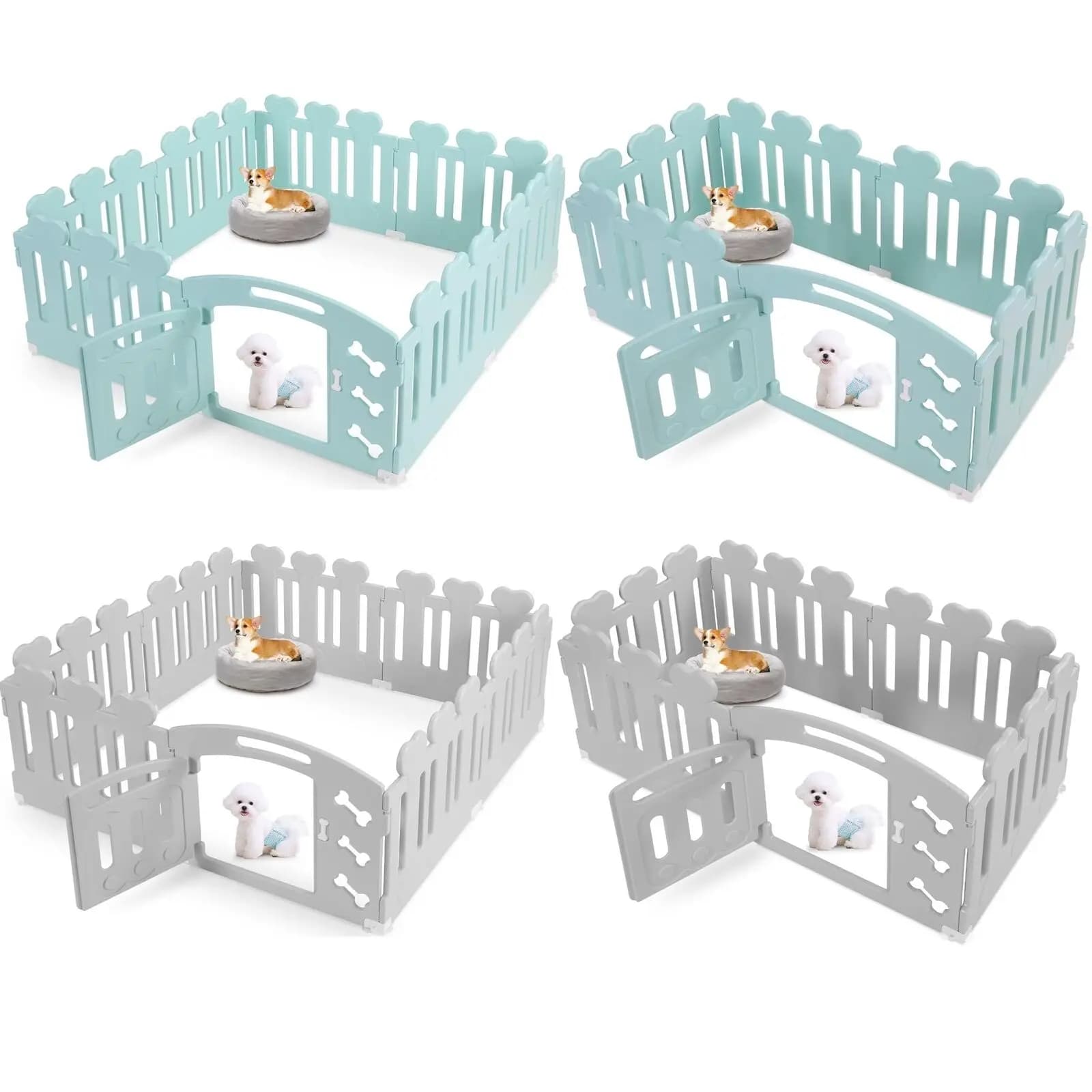 Stylo pour chien, H60cm, 3/5/7 + 1 panneaux, avec porte verrouillable, plastique recyclé, enceinte pour chiot, pour courses de lapin, intérieur,