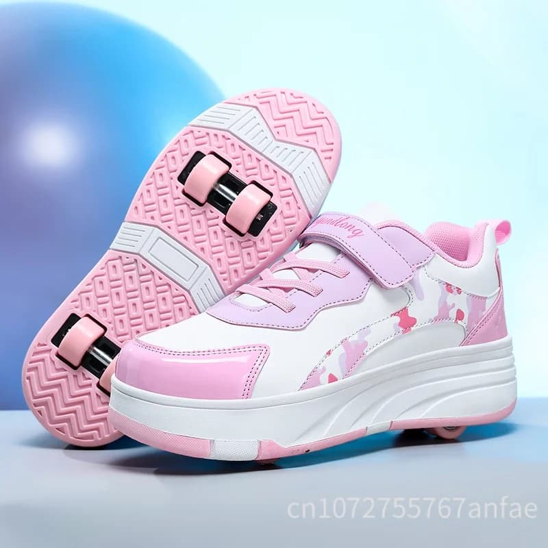 Chaussures de Skateboard pour enfants marche roulante double usage confortable résistant à l'usure en plein air patinage à roulettes baskets filles
